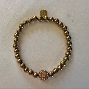 Rustic Cuff gold bead with rose gold shiny bead bracelet